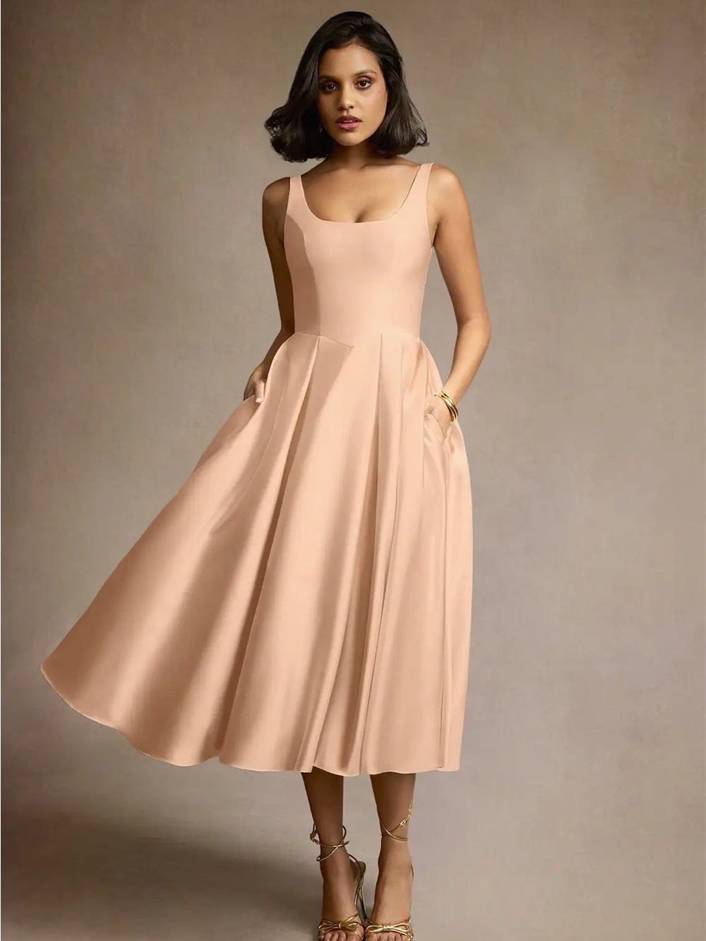 Azazie Olivia Pleated Midi Dress